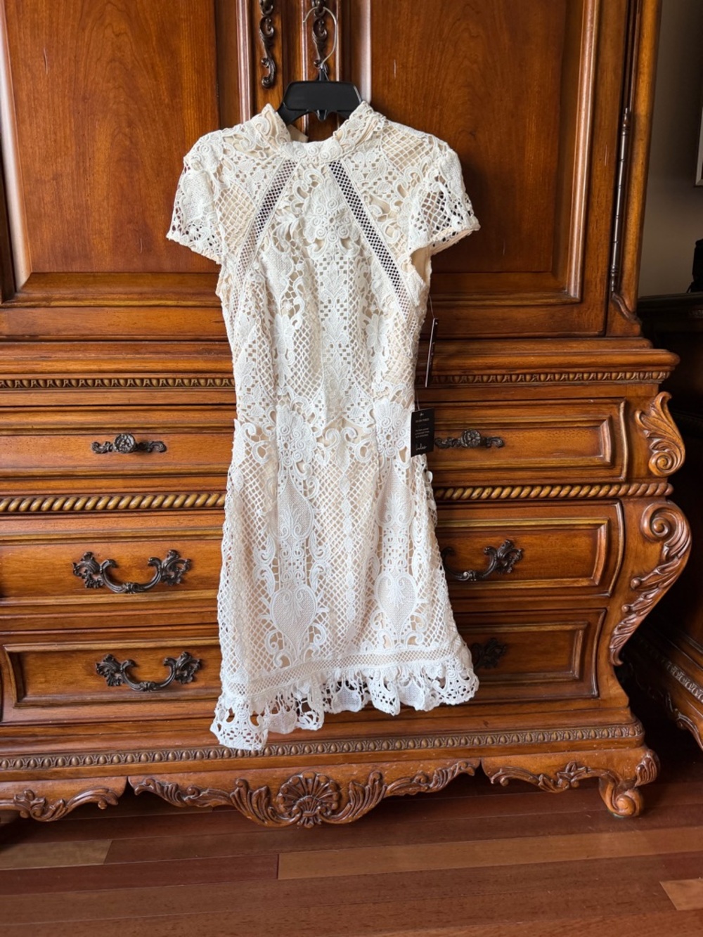 Lulu's Ivory Crochet Lace Midi Dress